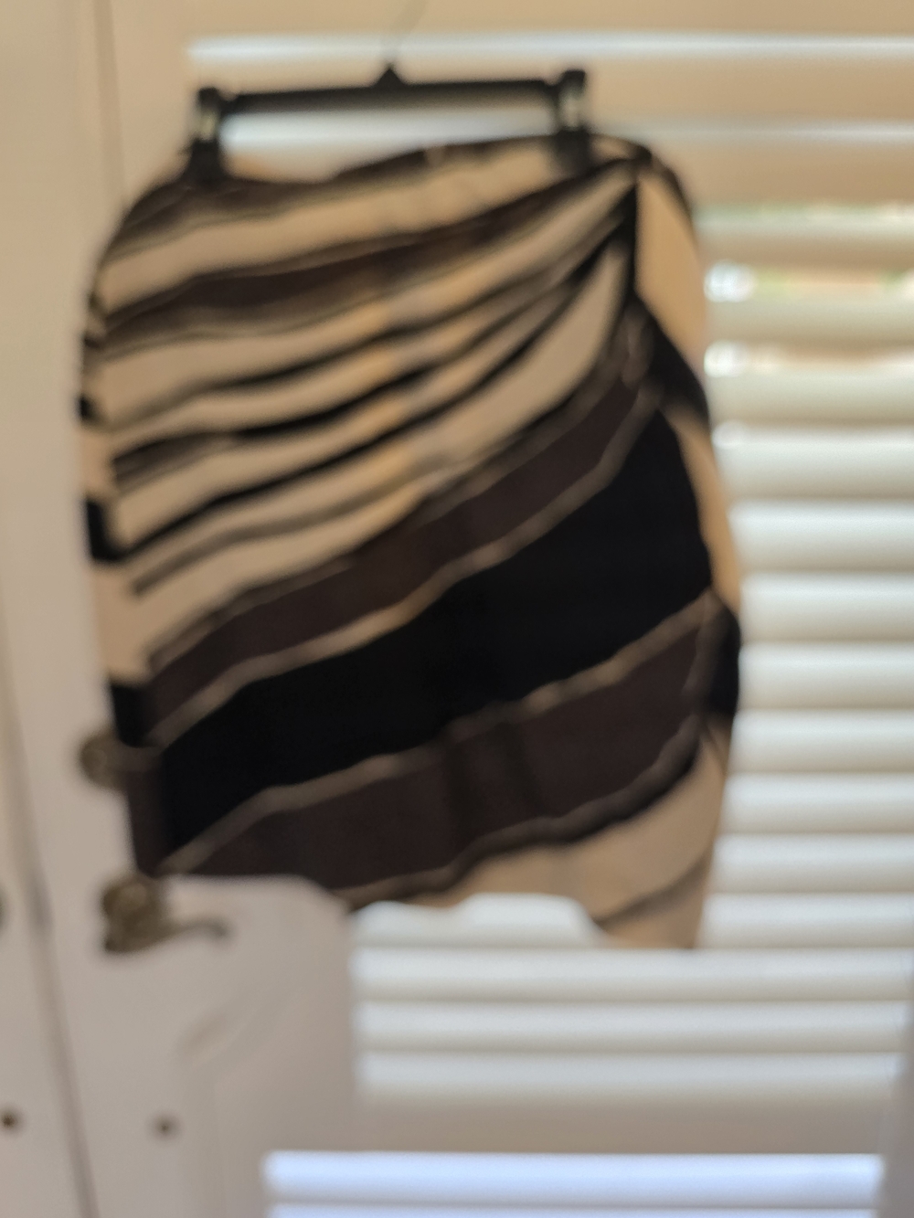 Ann Taylor Black and Cream Striped Midi Skirt